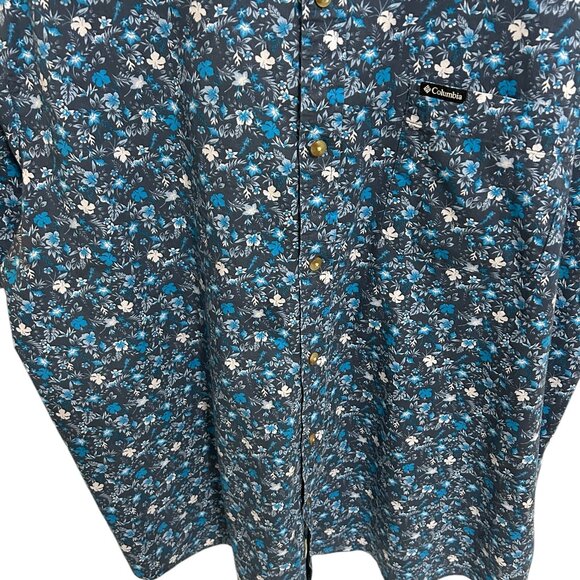 Columbia Sportswear Shirt Men’s 2XL Blue Geometric Floral Pattern Short Sleeve - Picture 6 of 7